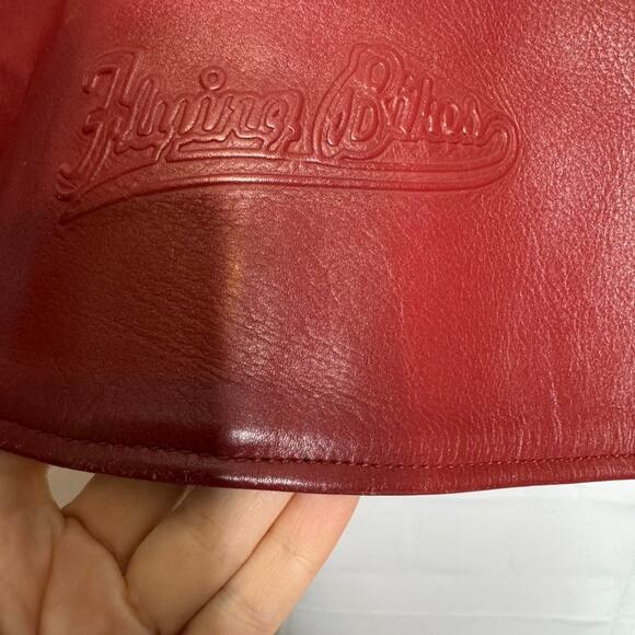 Flying Biker Oakwood Leather Motorcycle Jacket Women L Black Red Thinsulate - Picture 5 of 16